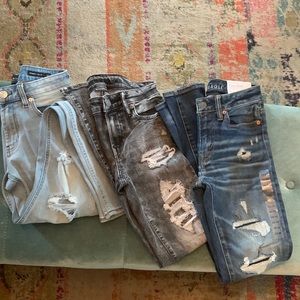 3 pair destroyed skinny jeans